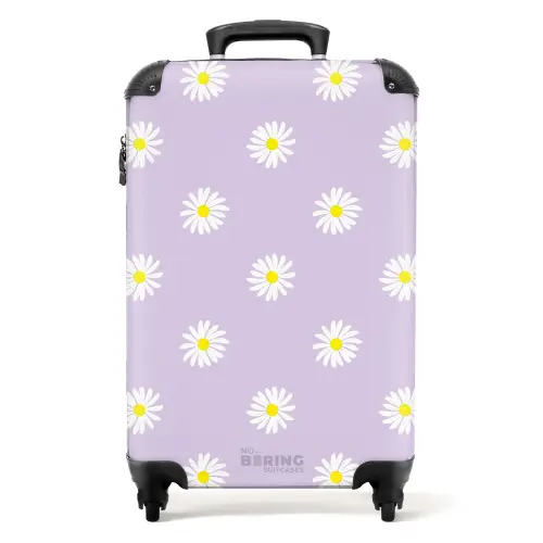 Pastel - Margrieten op lavendel paarse achtergrond NBS - Handbagage koffer - Kinderen Unisex middel -productfoto_recht
