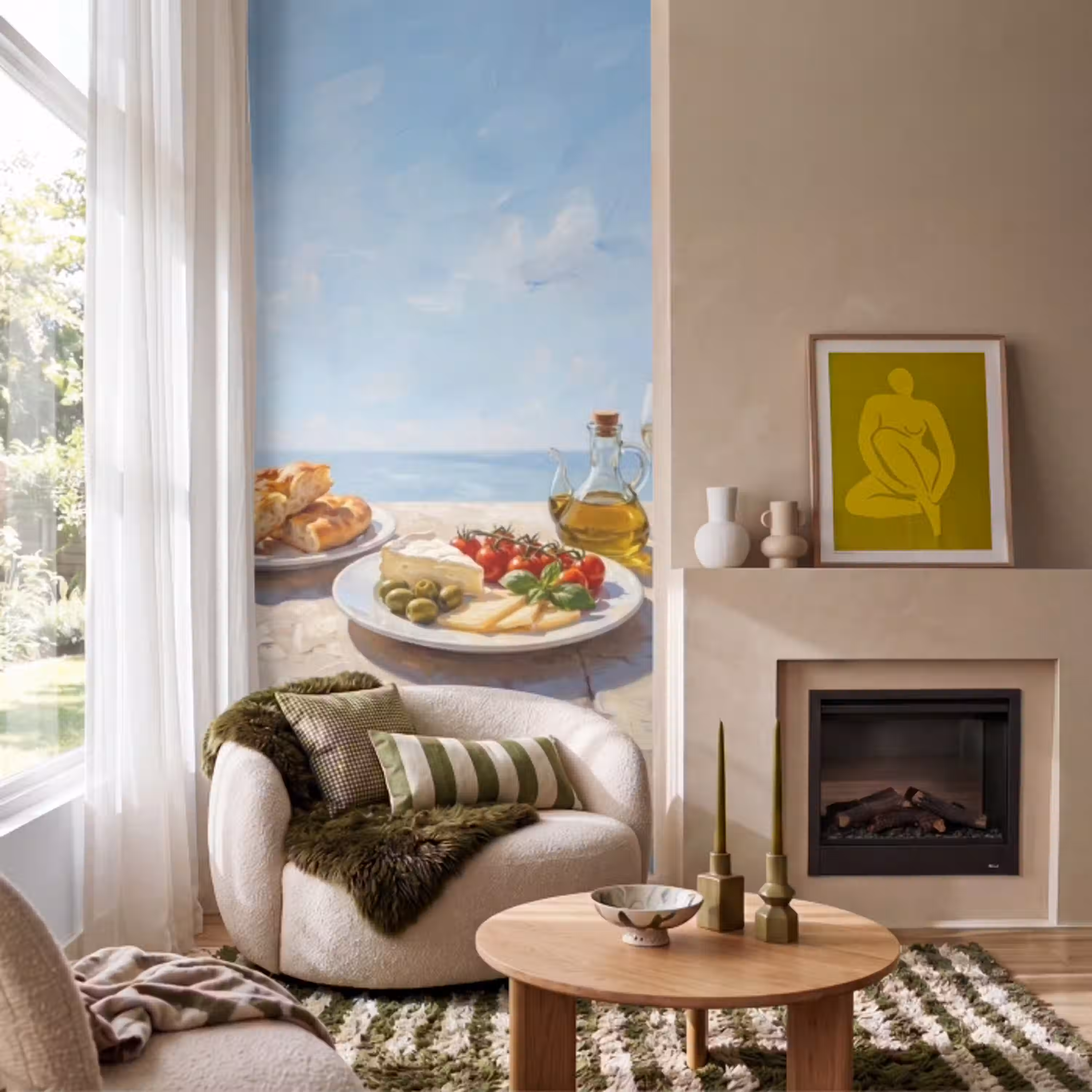 Eten - Middellandse Zee - Natuur - Geschilderd Behang Vlies klein -sfeer2