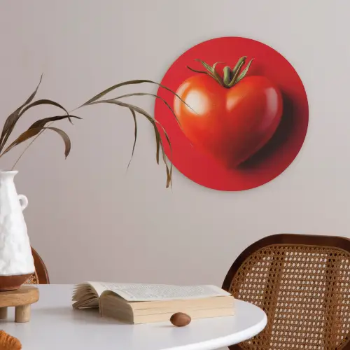Tomaat - Rood - Hart Akoestische PET Vilt - Rond klein -sfeer3