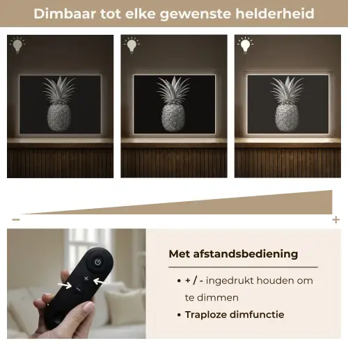 Ananas - Gedetailleerd - Bladeren Light Box met batterij (Wandlamp) middel -USP_dimbaarNL