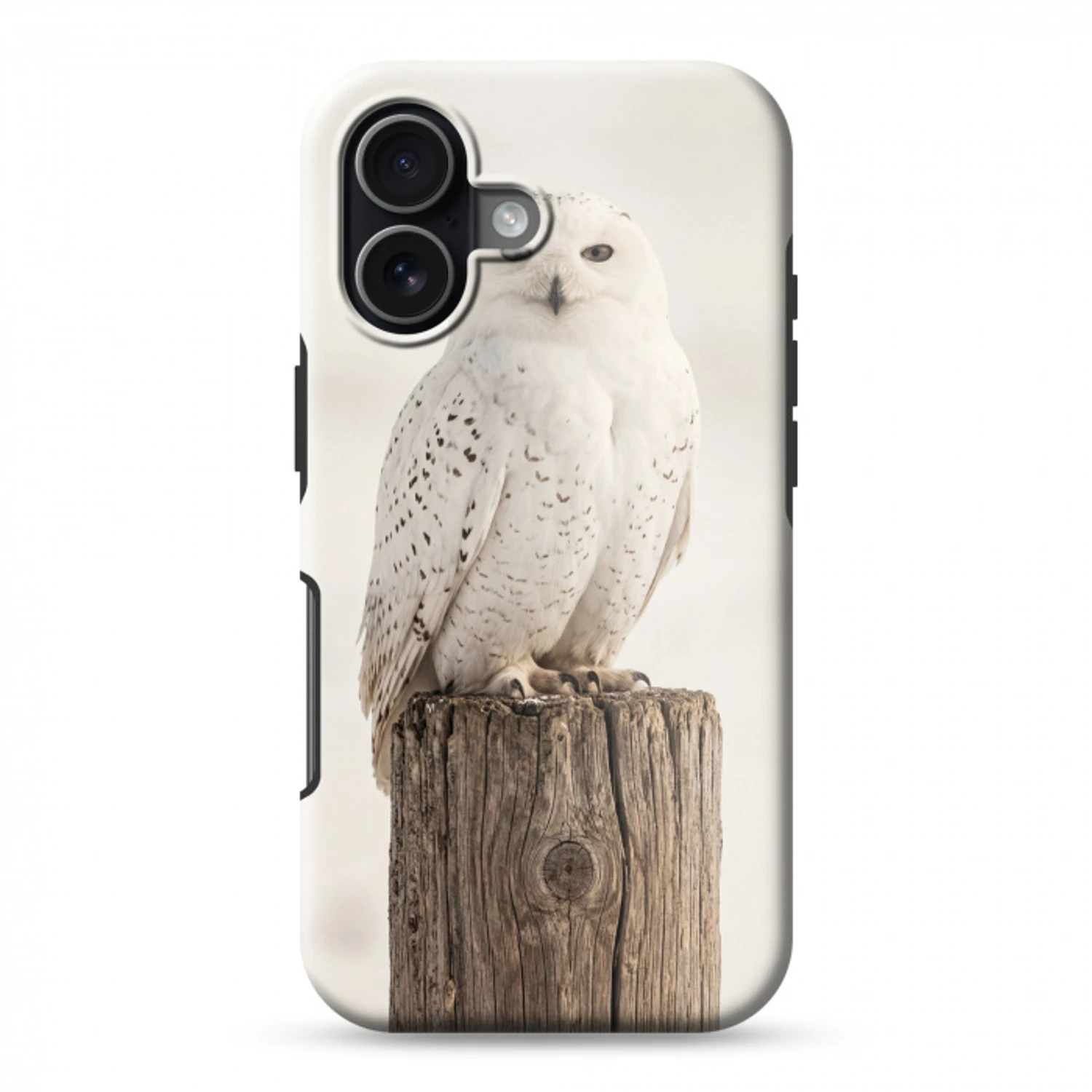 Sneeuwuil - Paal - Winter - Portret - Majestueus Toughcase MagSafe Apple iPhone 17 klein -3d