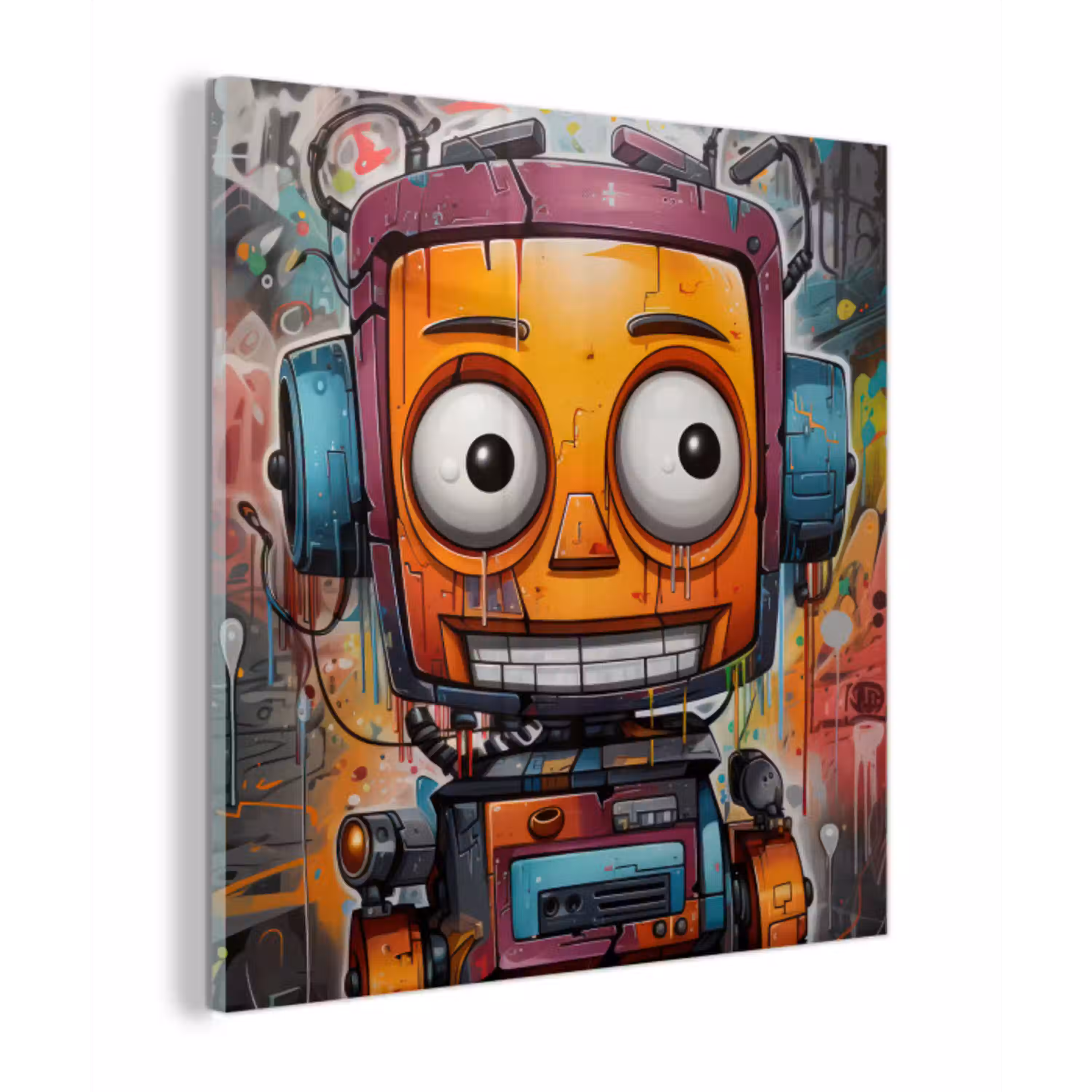 Robot - Graffiti - Oranje - Kleuren plexiglas 5mm klein -z3d