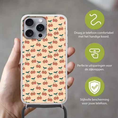 Kers - Disco - Patroon Hoesje iPhone 16 Pro Max met koord klein 804 -sfeer2_NL
