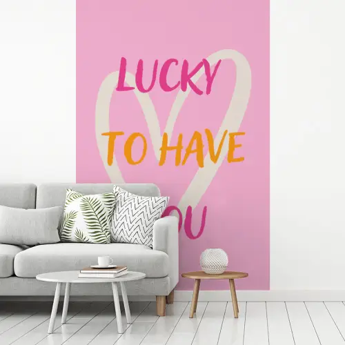 Lucky - Love - Valentijn - Roze fotobehang vinyl groot -woonkamer