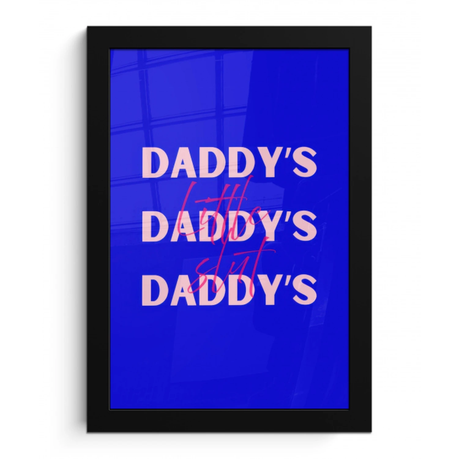 Blauw - Daddy's - Blokletters fotolijst zwart zonder passe partout klein -3d
