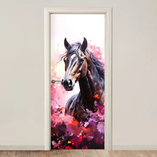 Deursticker - Paard - Dieren - Meisje - Roze