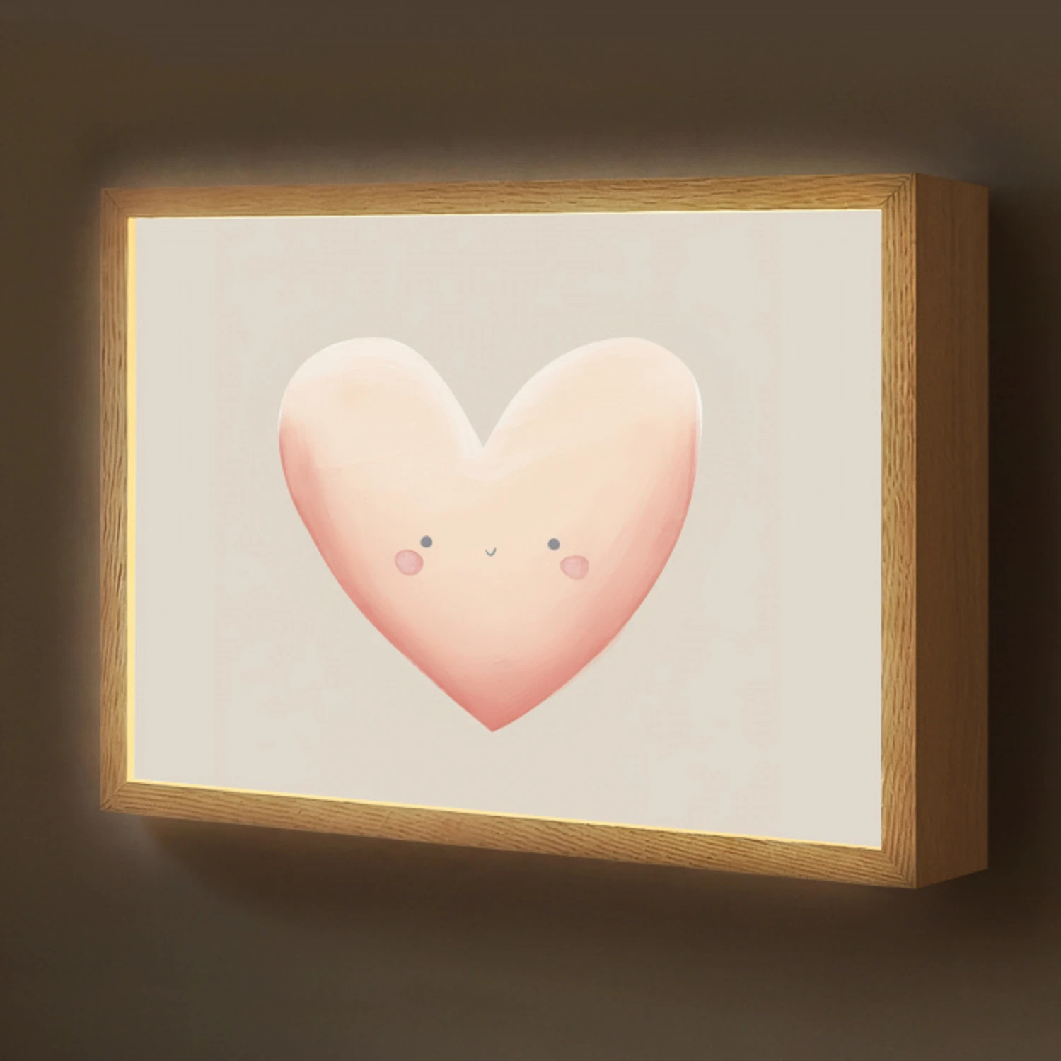 Hart - Gezicht - Roze Light Box met batterij (Wandlamp kind) middel -z3d_website