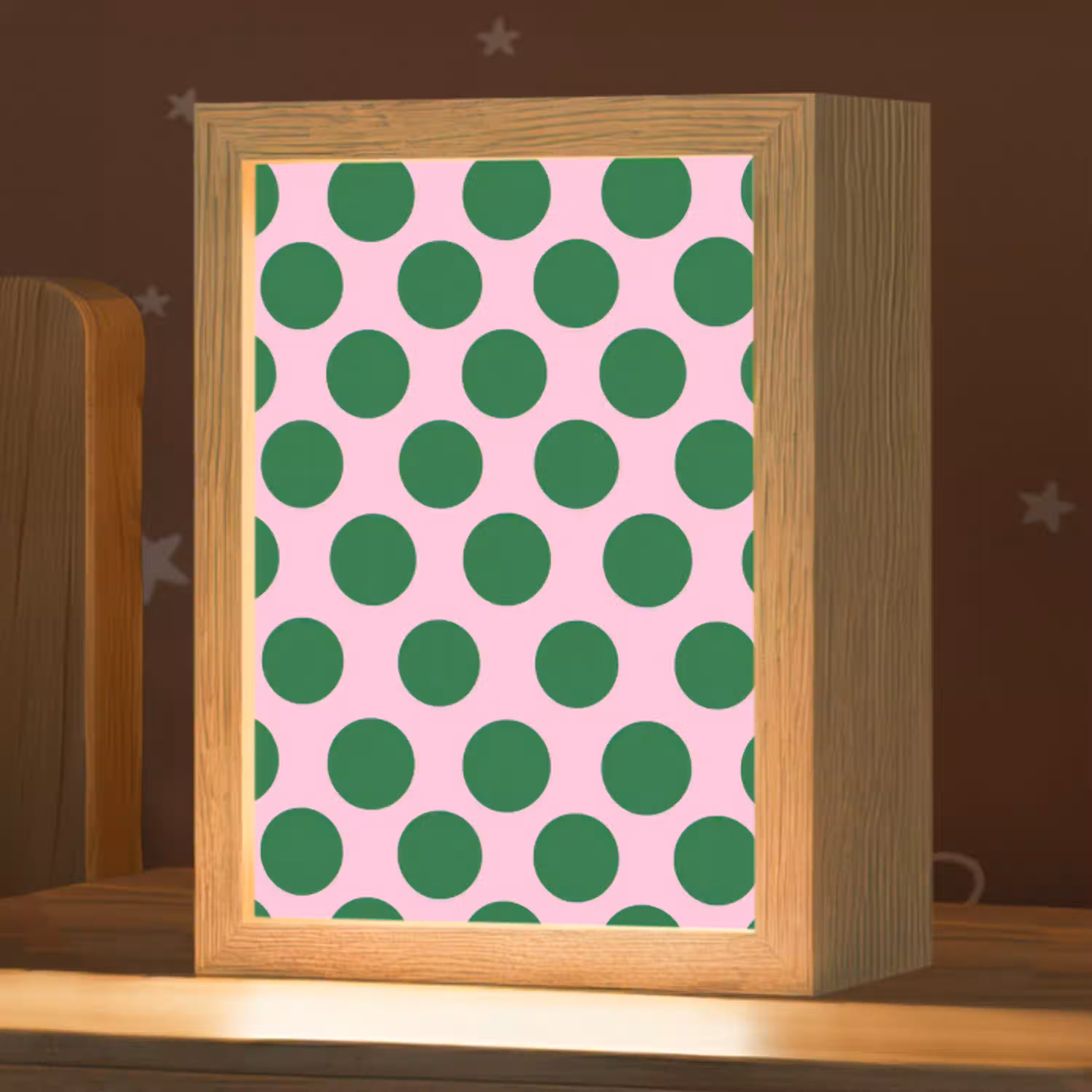 Polkadots - Patroon - Groen Light Box met kabel (Kinderlampje) klein 904 -zzz_3d_website