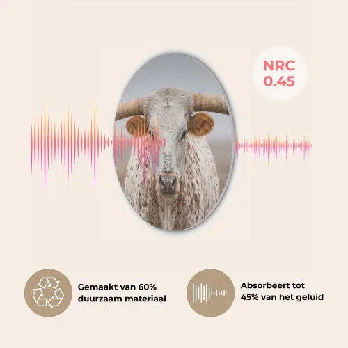 Longhorn - Grasveld - Dier Akoestische PET Vilt - Rond klein -USP_NL