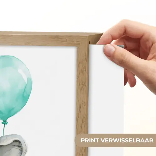 Olifant - Baby - Dieren - Blauwe ballon Light Box met batterij (Wandlamp kind) middel -USP_websiteprintNL