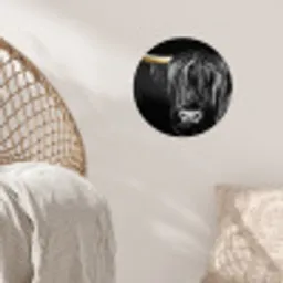 Schotse hooglander - Goud - Vacht - Dieren - Koe Wandcirkel behangsticker klein -sfeer4