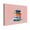 Boeken - Stapel - Kleurrijk Tuinposter op houten frame 2 cm dik klein -3d