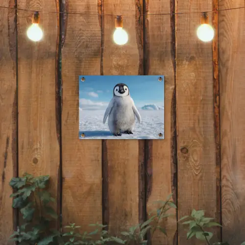 Pinguïn - Sneeuw - Landschap - Wit tuinposter los doek klein -sfeer1