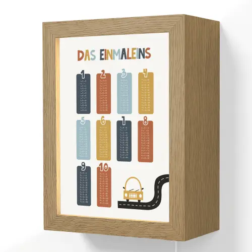 Educatief - Leren rekenen - Auto - Vermenigvuldigingstabel Light Box met kabel (Wandlamp kind) klein -3d