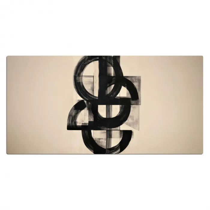Cirkels - Lijnen - Vormen - Zwart Muismat XXL klein -3d_leeg