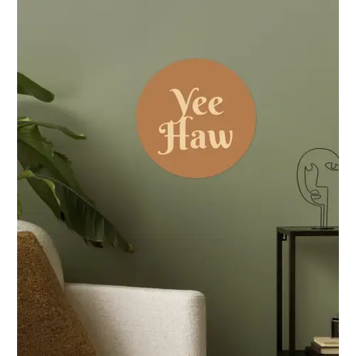 Yee haw - Bruin - Minimalistisch Wandcirkel behangsticker klein -sfeer2