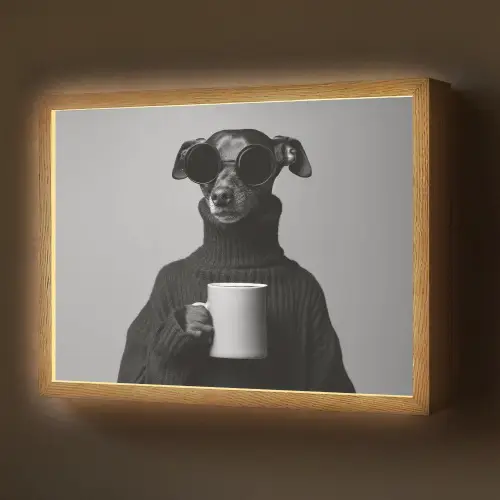 Coltrui - Hond - Bril - Mok Light Box met batterij (Wandlamp) middel -z3d_website