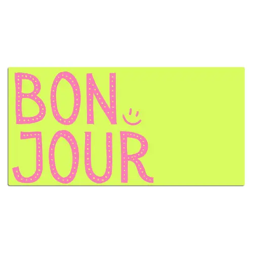 Groen - Smiley - Bonjour - Roze Muismat XXL klein -3d_leeg