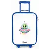 Groene alien in kleurrijke UFO Kinderkoffer - Blauw klein -zz3dotto