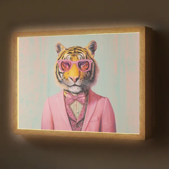 Lightbox - Wandlamp - Tijger - Strik - Jasje - Roze