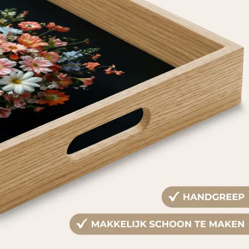 Hout - Vaas - Kleuren - Bloemen Dienblad Rechthoek middel -USP_HandgreepNL