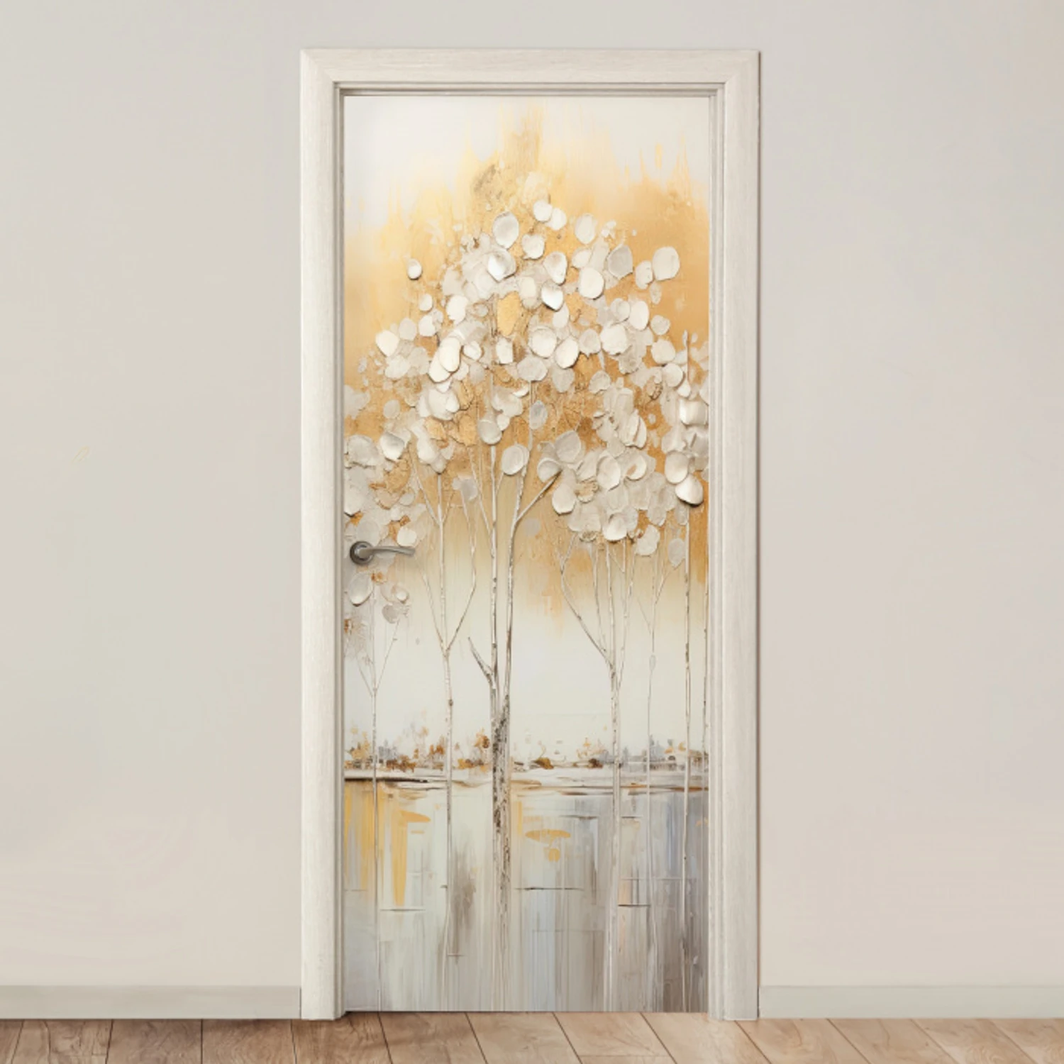 Bomen - Kunst - Acryl - Natuur deurposter klein -3d_beige
