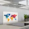 Wereldkaart - Graffiti - Kleurrijk keuken achterwand spatscherm klein -3d_schuin