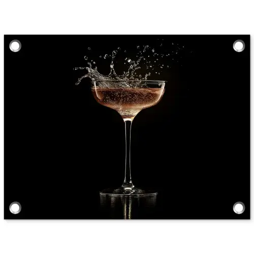 Cocktail - Zwart - Spetters - Glas tuinposter los doek klein -3d