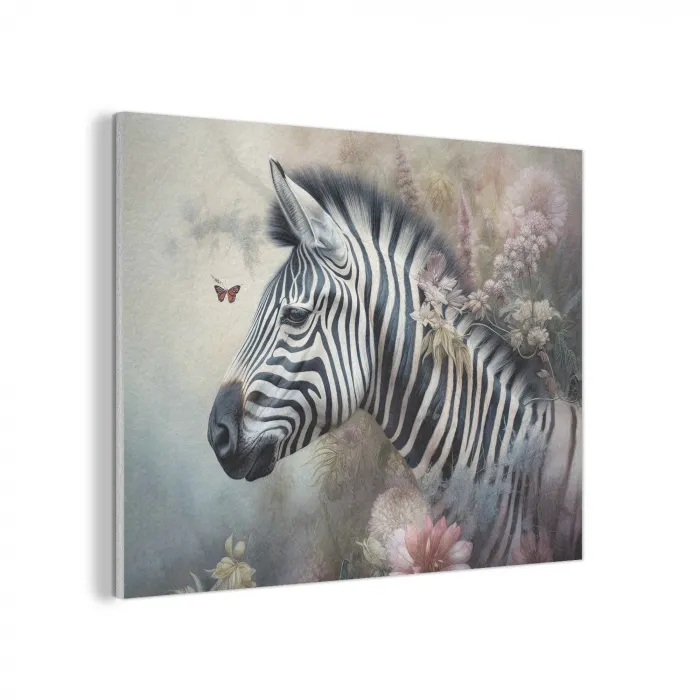 Zebra - Wilde dieren - Vlinder - Bloemen PET vilt klein -3d