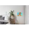 Bloemen - Vrouw - Zonnebril - Blauw textielposter latten blank klein -woonkamer