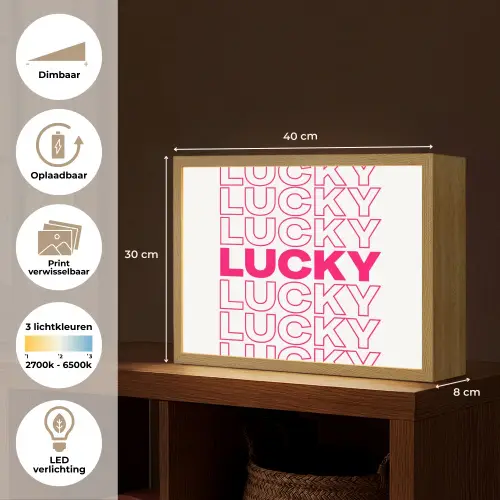 Lucky - Roze - Patroon Light Box met batterij (Wandlamp) middel -USP_websiteoverzichtNL