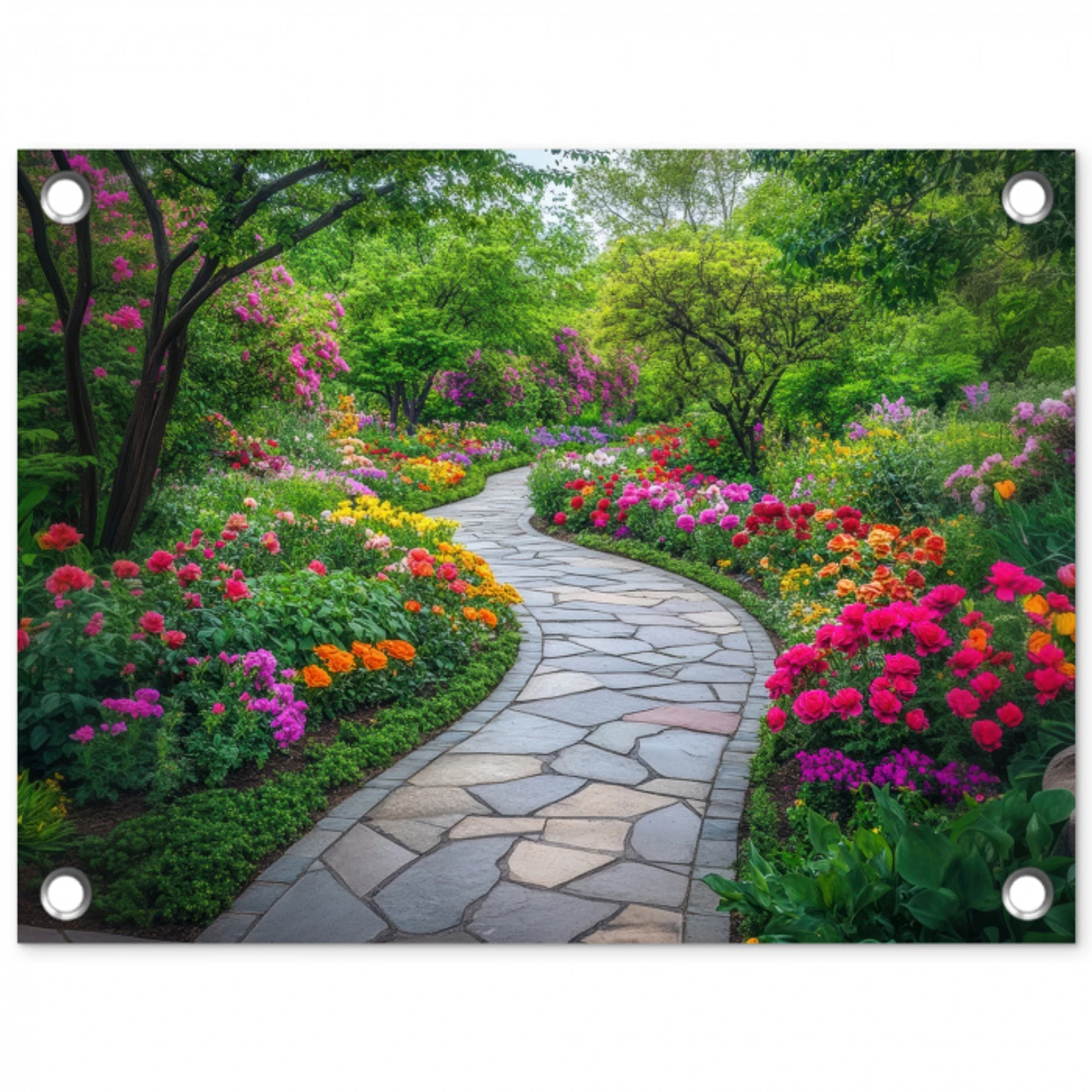 Park - Bloemen - Tuin tuinposter los doek klein -3d