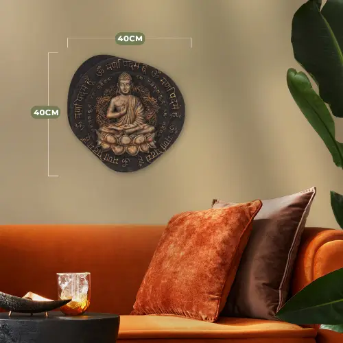 Boeddha - Mantra - Meditatie - Spiritueel - Koper Wandcirkel Organisch Forex 3mm klein -sfeer3