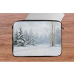 Bospad - Dennen - Sneeuw - Winter - Rustgevend laptophoes neopreen klein -tafel