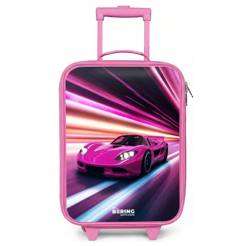Roze raceauto flitst door neonlicht Kinderkoffer - Roze klein -zz3dotto