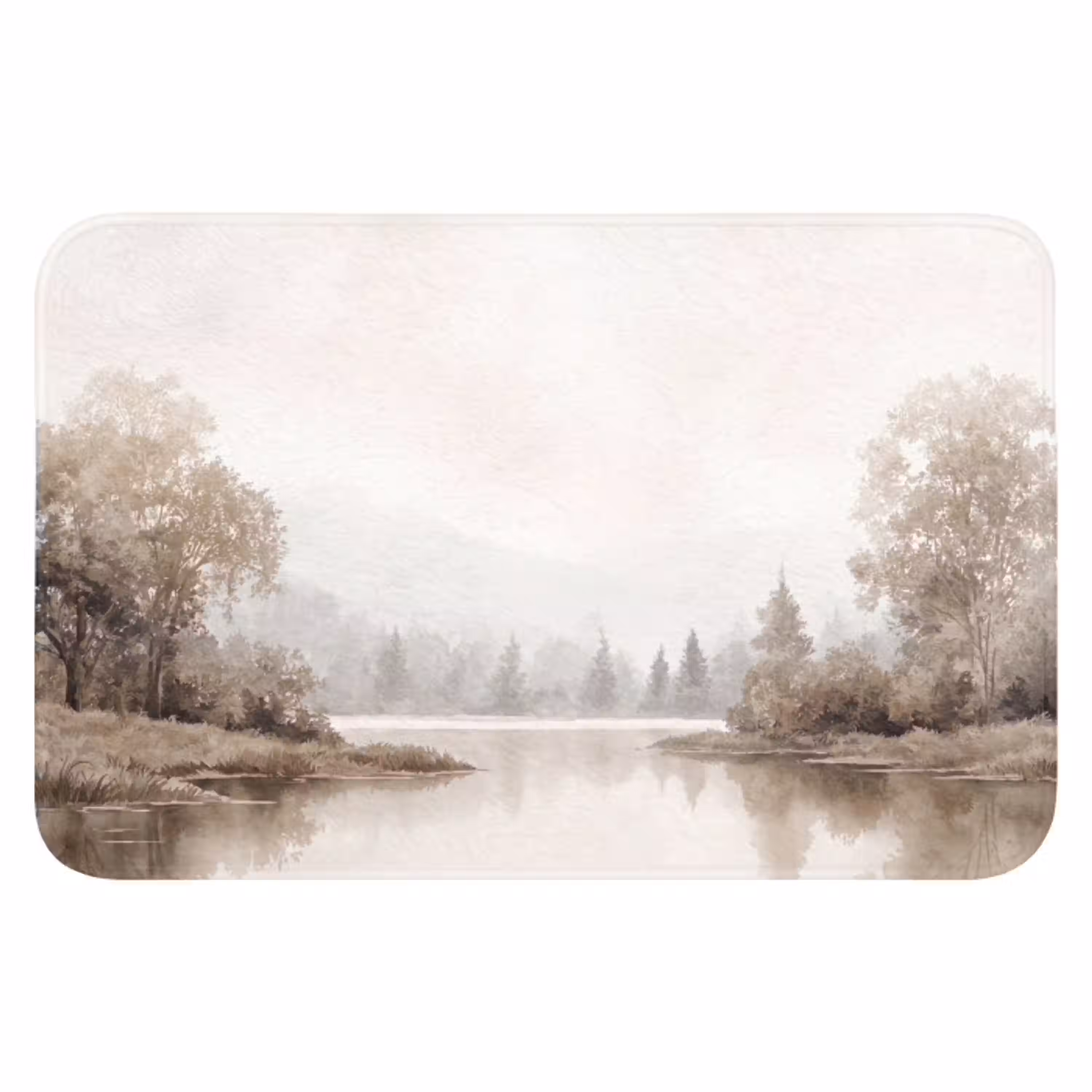 Rivierlandschap - Minimalistisch - Aardetinten WCmat klein -3d