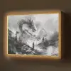 Krijger - Draak - Grijs Light Box met batterij (Wandlamp) middel -z3d_website