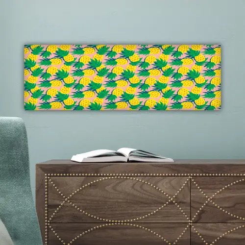 Ananas - Geel - Groen - Tropisch canvas 2cm klein 828 -sfeer4