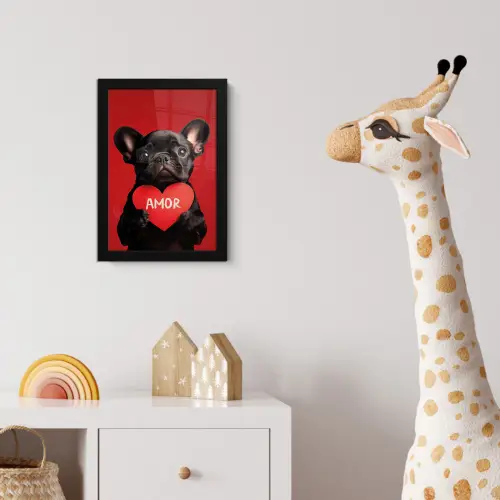 Amor - Hond  - Hartje - Rood fotolijst zwart zonder passe partout klein -usfeer4_kinderkamer