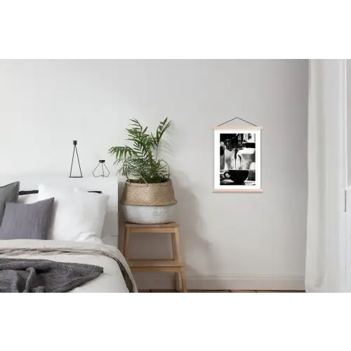 Coffee - Espresso - Koffiemachine - Kop textielposter latten blank klein -woonkamer