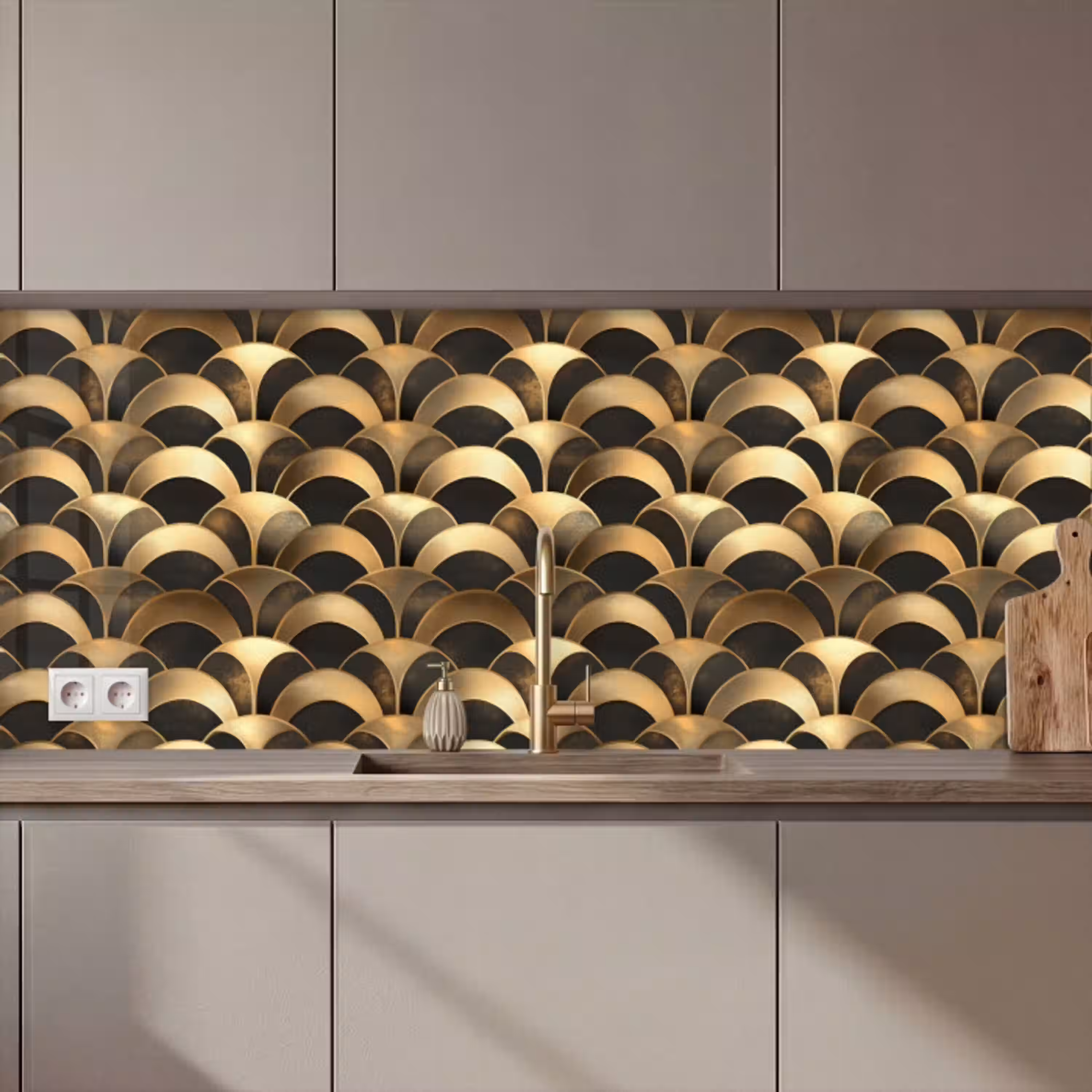 Schubben - Structuur - Goud keuken achterwand 2 middel 871 zz_3dshopping