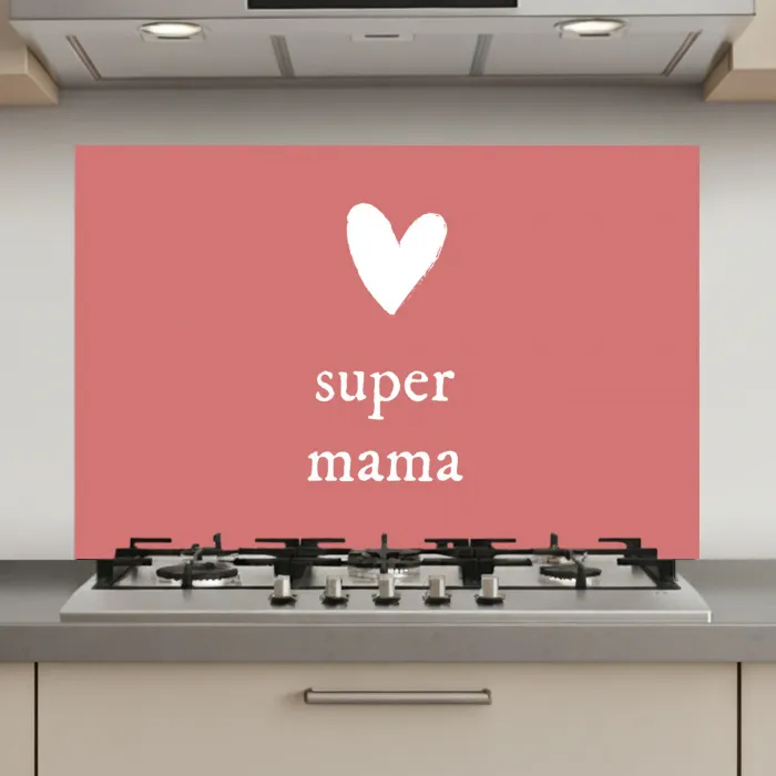 Presentje voor Moederdag super mama roze/wit keuken achterwand spatscherm klein -3d_website
