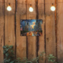 Auto - Skyline - Zon - Blauw tuinposter los doek klein -sfeer1