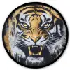 Tijger - Verfspatten - Goud Fotolijst rond zonder passe partout klein -3d