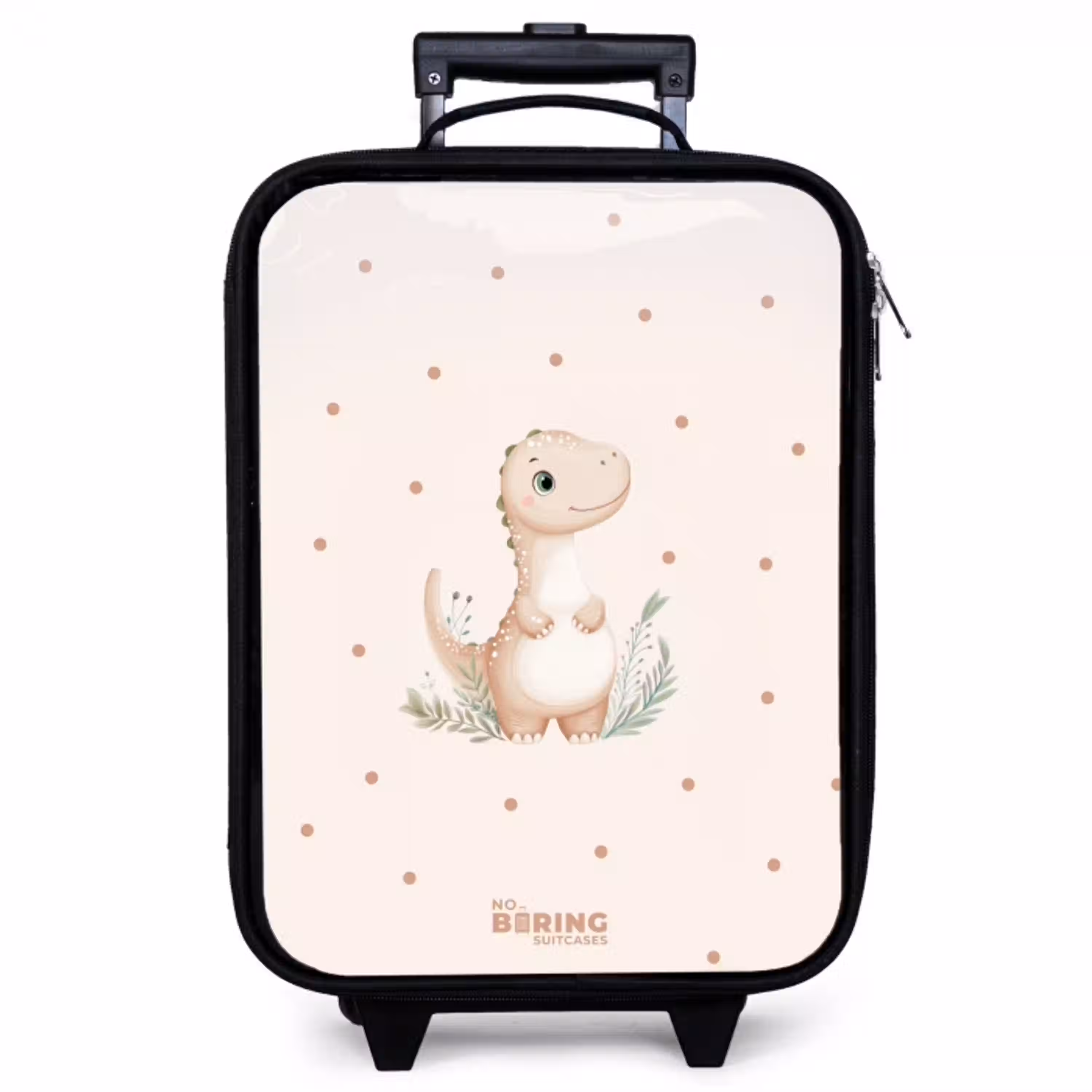 Beige dino op een stippen achtergrond Kinderkoffer - Zwart klein -zzz_website3d
