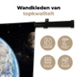 Aarde - Ruimte - Blauw - Groen Wandkleed katoen klein -sfeer2