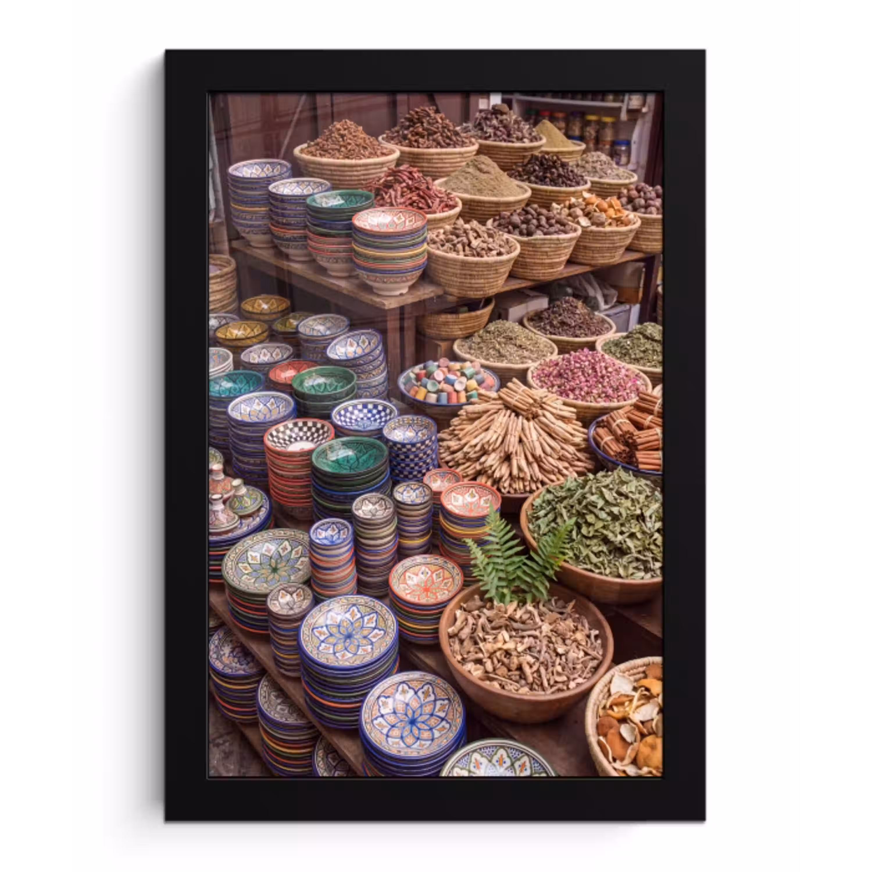 Aardewerk - Oosters - Kleurrijk fotolijst zwart zonder passe partout klein -3d