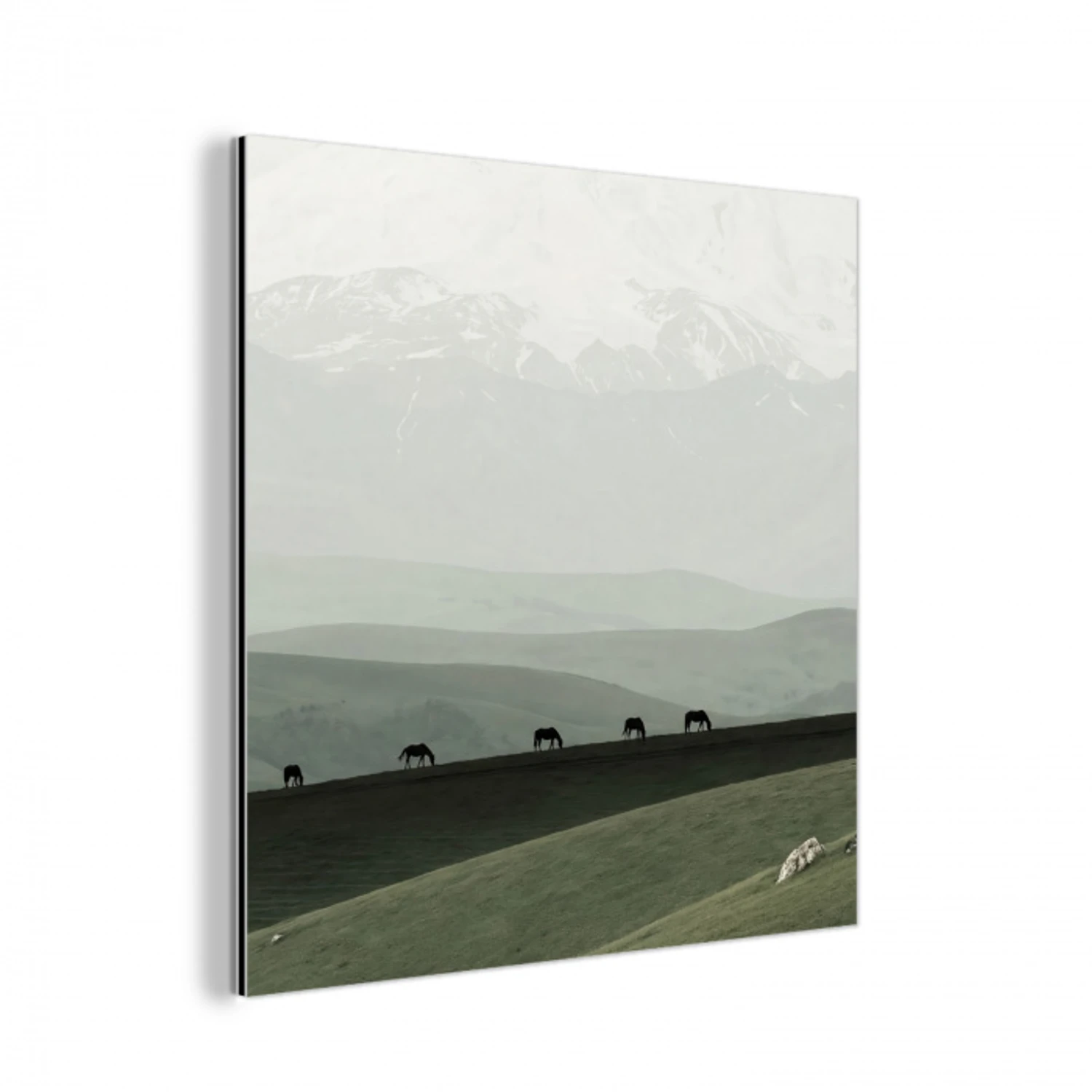 Grijs - Berg - Paarden aluminium wit klein -3d