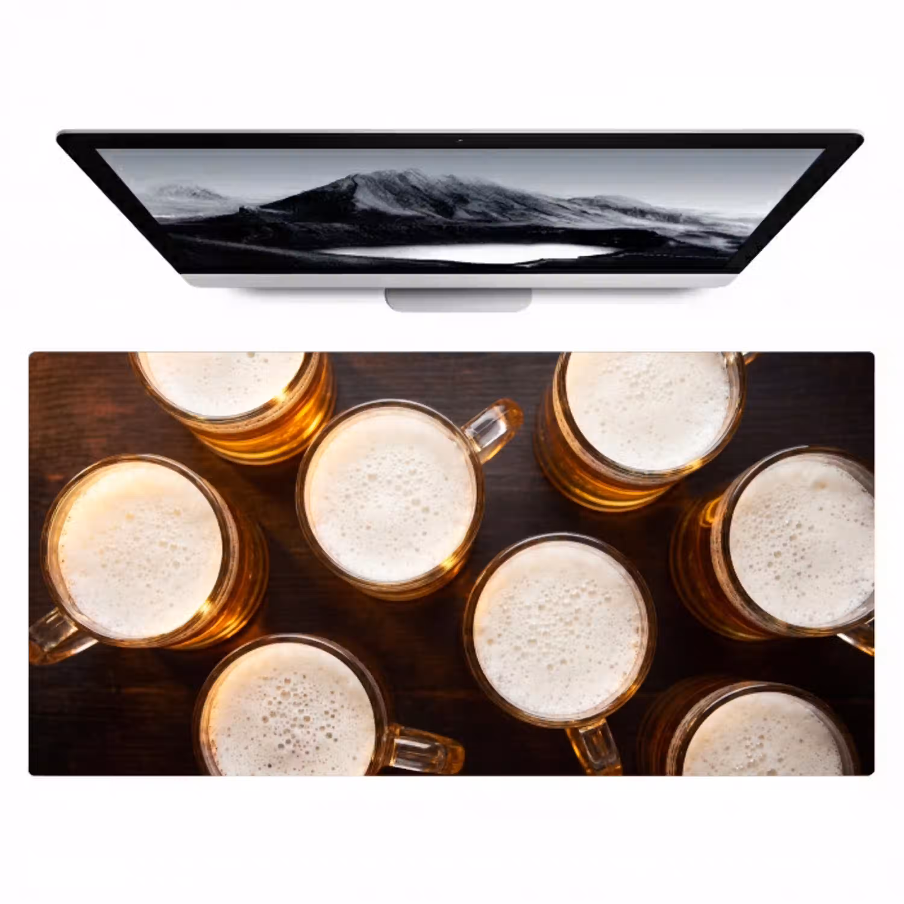 Bier - Glazen - Schuim - Hout - Drank Muismat XXL klein -zzz3d