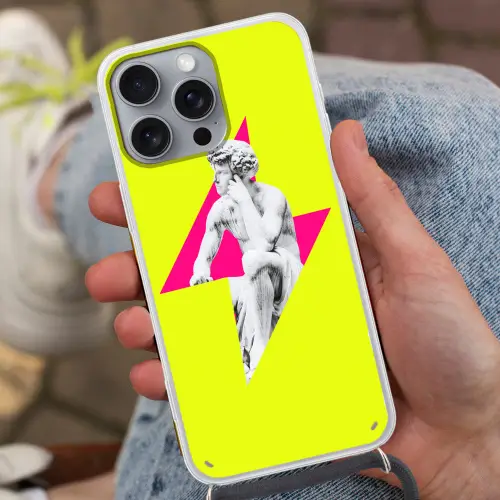 Beeld - Man - Bliksemschicht - Geel Hoesje iPhone 16 Pro Max met koord klein -sfeer3